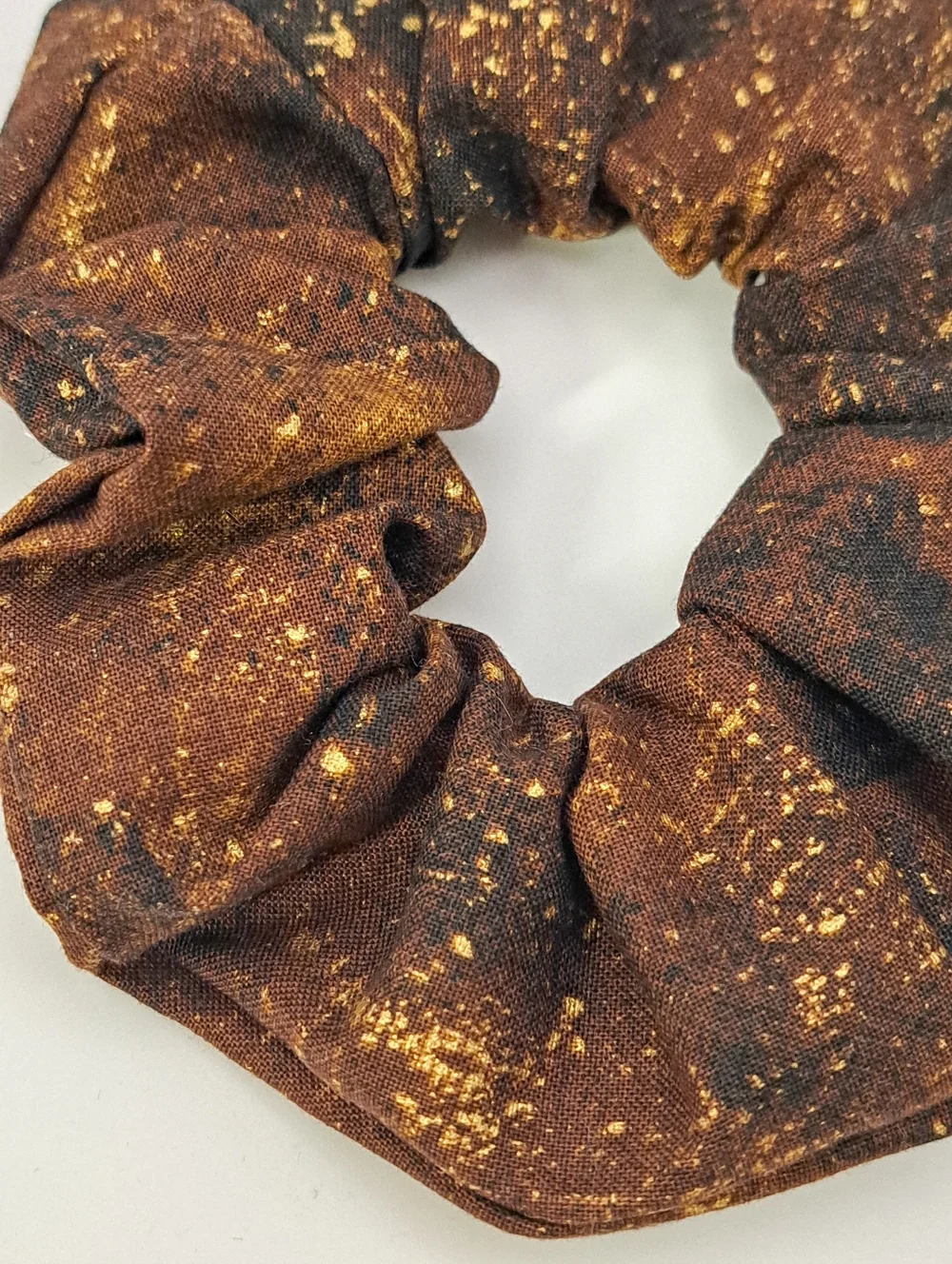 Chocolate Brown Gold Speckled Scrunchie Hair Rie Cotton Women's Accessory